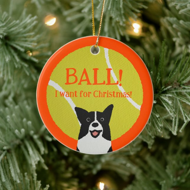 Décoration En Céramique BALL! I want for Christmas! : Border Collie (Arbre)