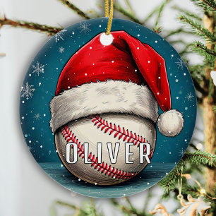 Décoration En Céramique Balle de baseball avec flocons de neige de chapeau