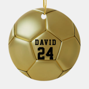 Décoration En Céramique Balle de football dorée nom personnalisé numéro d'
