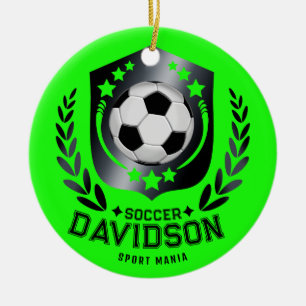 Décoration En Céramique Balle de football personnalisée verte   Texte pers