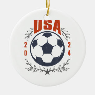 Décoration En Céramique Balle de football USA 2024 Étoiles & Couronne de L