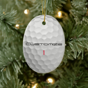 Décoration En Céramique Balle de golf blanche texturée avec nom et numéro 