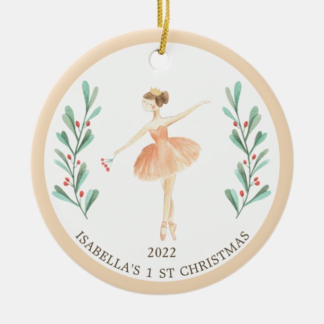 Décoration En Céramique Ballerina/Nutcracker 1er Noël de la fille (Devant)