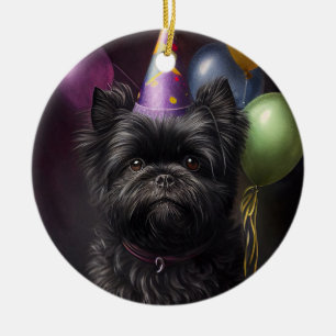 Décoration En Céramique Ballons d'anniversaire pour chien Affenpinscher