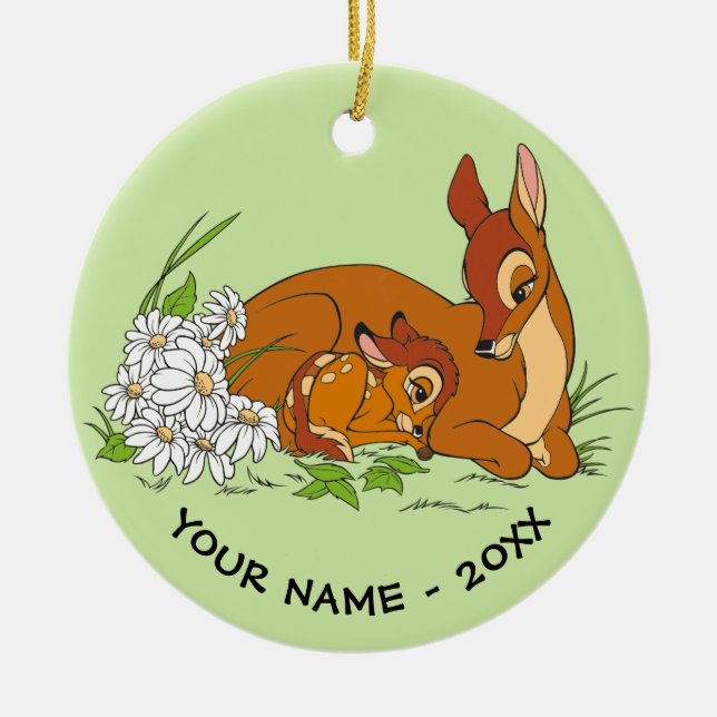 Décoration En Céramique Bambi Se Repose Avec Sa Mère (Devant)