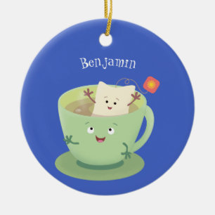 Décoration En Céramique Bande dessinée de la tasse de thé mignonne humour 