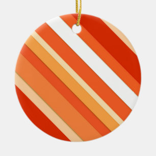 Décoration En Céramique Bandes de bonbons en couches - orange et blanc