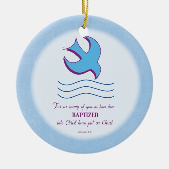 Décoration En Céramique Baptême adulte sur bleu (Devant)