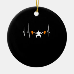 Décoration En Céramique Barbell Poids Heartbeat Bodybuilding