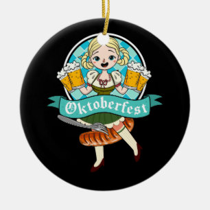 Décoration En Céramique Barmaid Oktoberfest Drôle Allemande Femme Dirndl B