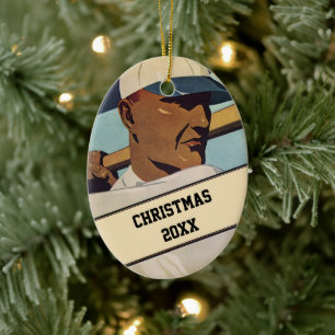 Décoration En Céramique Baseball Batteur de Sport Vintage, Art Stylisé