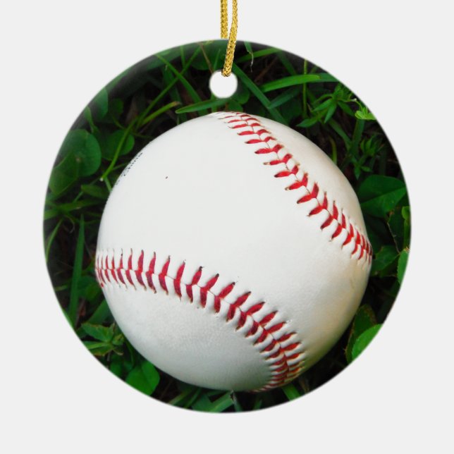 Décoration En Céramique Baseball blanc avec points rouges (Devant)