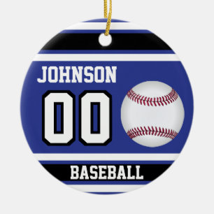 Décoration En Céramique Baseball personnalisé   Bleu foncé, blanc et noi