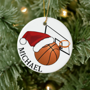 Décoration En Céramique Basket-ball et cerceau de Noël