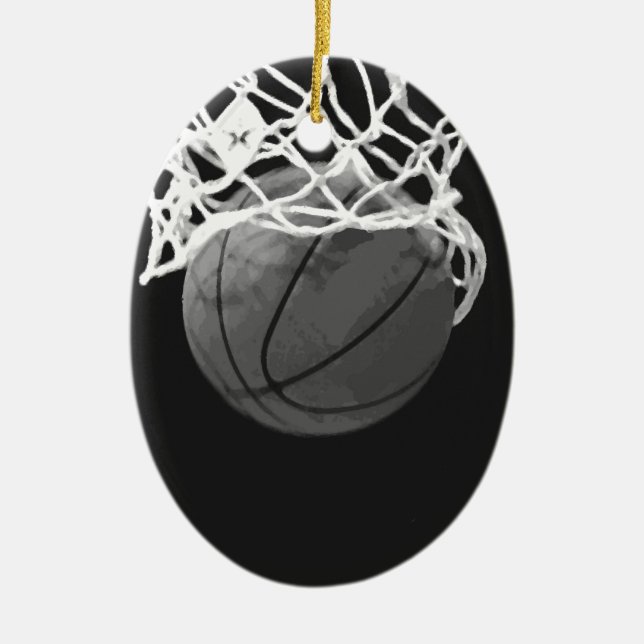 Décoration En Céramique Basket-ball noir et blanc (Devant)