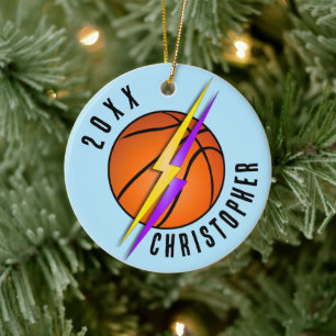Décoration En Céramique Basketball Éclairs de Noël