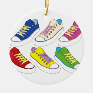 Décoration En Céramique Baskets dessinant, chaussures de course colorées