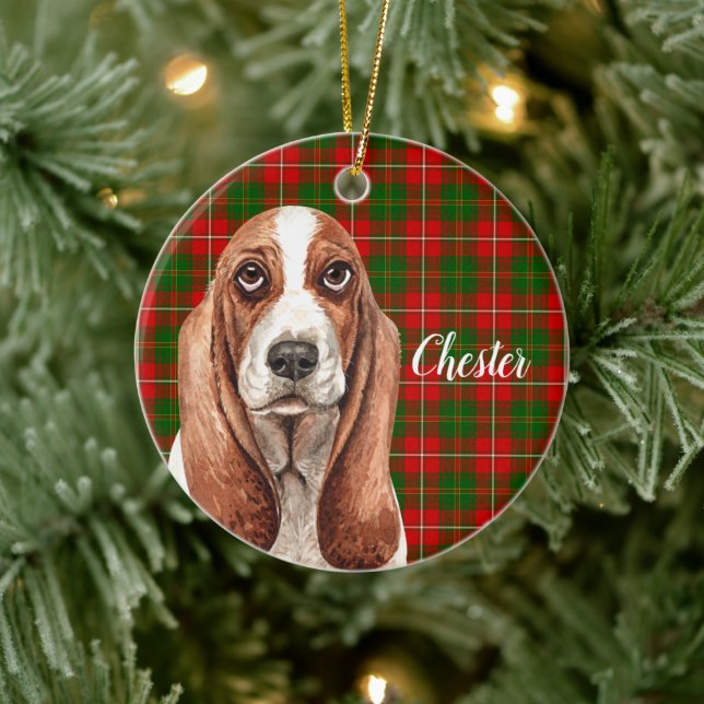 Décoration En Céramique Basset Hound Dog Personnalisé (Arbre)