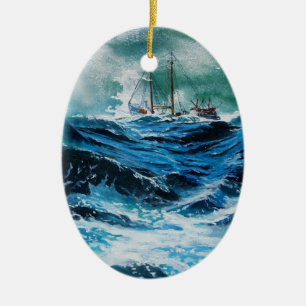 Décoration En Céramique Bateau dans la mer dans la tempête