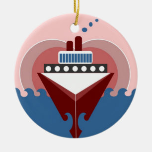 Décoration En Céramique Bateau de croisière Amour à double face