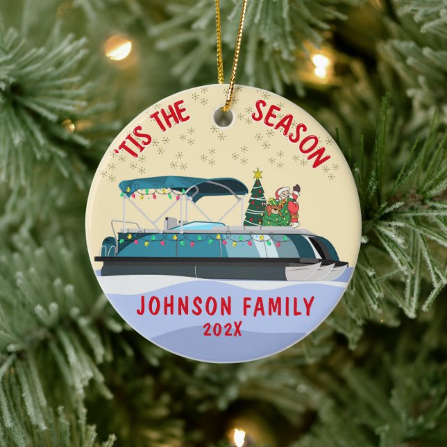 Décoration En Céramique Bateau de Noël personnalisé Père Noël (Arbre)