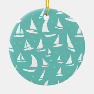 Décoration En Céramique Bateaux marins Bleu et Blanc Personnalisé