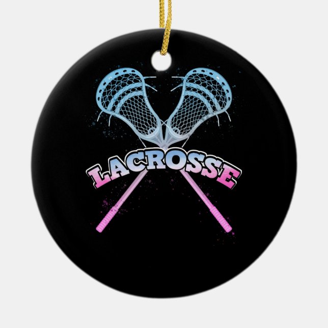 Décoration En Céramique Bâton De Crosse Pour Lacrosse Joueurs Sport Lax Or (Devant)