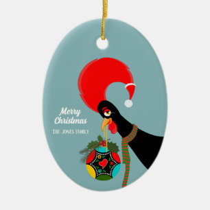 Décoration En Céramique Bauble de Noël du coq portugais