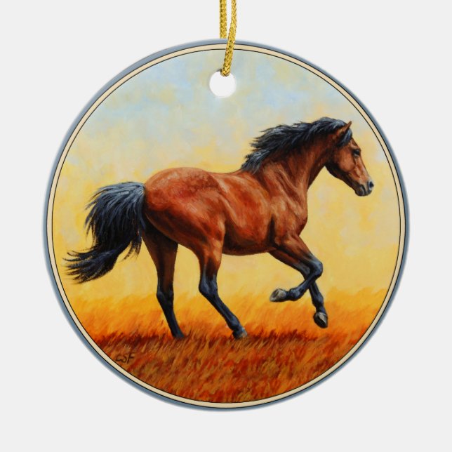 Décoration En Céramique Bay Horse Galloping (Devant)