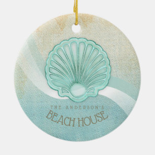 Décoration En Céramique Beach House Clam Shell Aqua Blue ID623