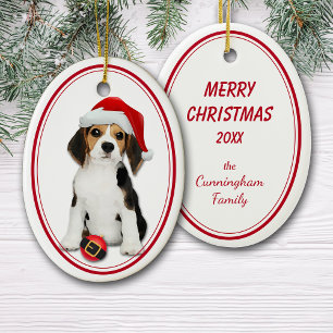 Décoration En Céramique Beagle Puppy Père Noël Bulbe Noël