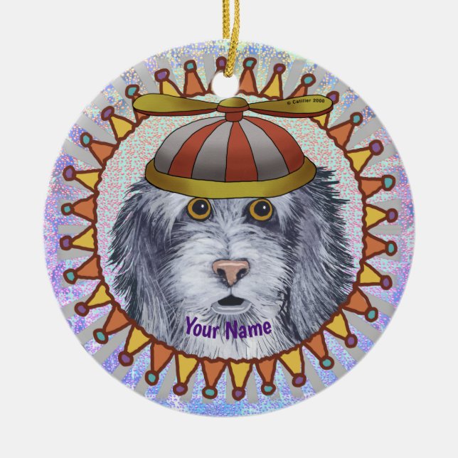 Décoration En Céramique Beanie Sheep Dog nom personnalisé (Devant)