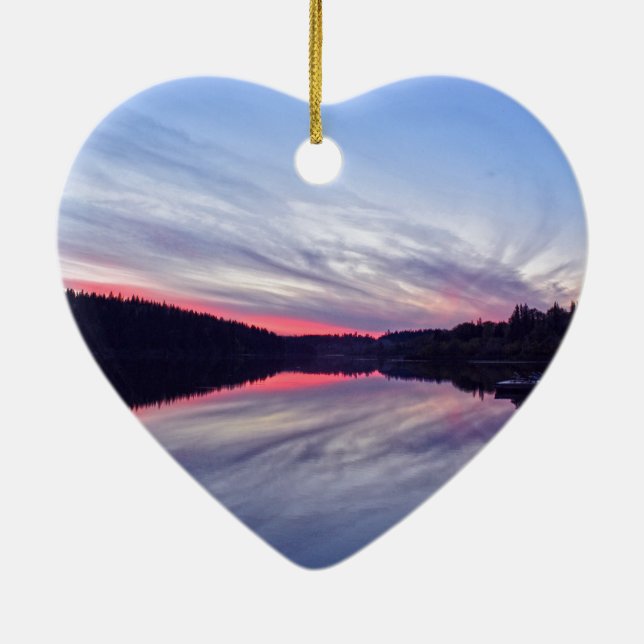 Décoration En Céramique Beau coucher de soleil sauvage sur le lac Photo (Dos)