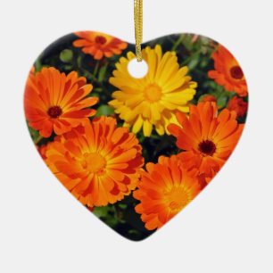 Décoration En Céramique Beau jardin fleuri de zinnia orange