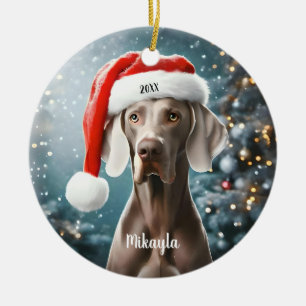 Décoration En Céramique Beau Weimaraner avec Noël du Père Noël