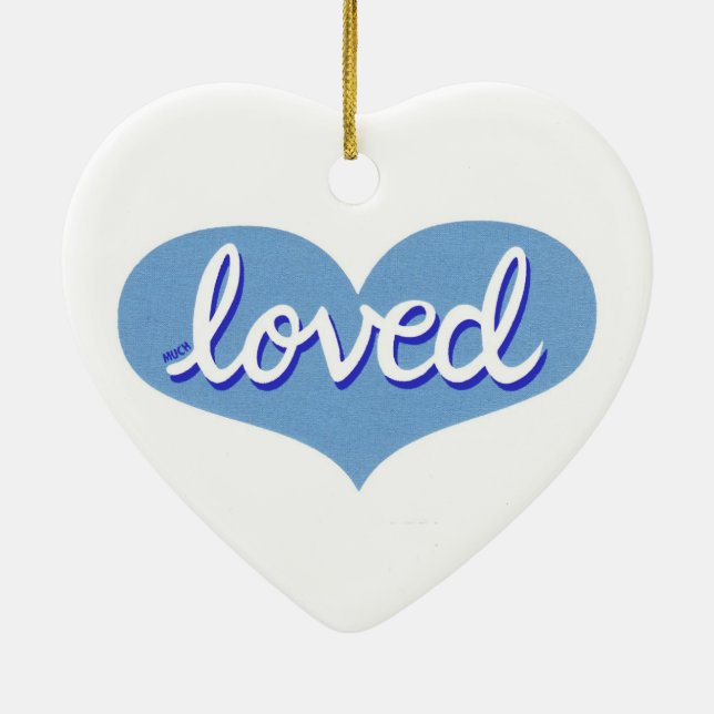 Décoration En Céramique BEAUCOUP AIMÉ - Coeur d'amour bleu (Dos)