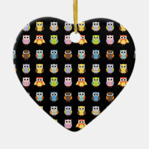 Décoration En Céramique Beaucoup de motifs de hiboux colorés mignons