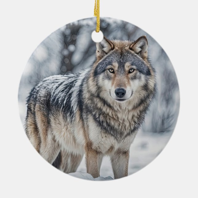 Décoration En Céramique Beautiful Wolf in Snow Christmas Holiday (Dos)