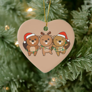 Décoration En Céramique Beaver Noël Animaux de Noël Cute Beaver Cer