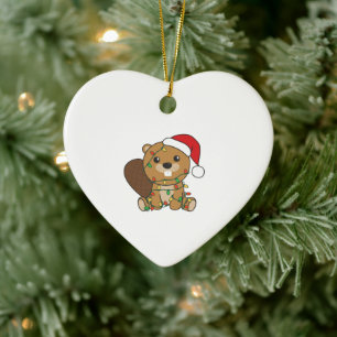 Décoration En Céramique Beaver Noël Animaux d'hiver Beaver