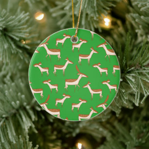Décoration En Céramique Bébé cerf et famille vert pâle