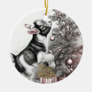 Décoration En Céramique Bébé chèvre Noël 10 et VOTRE PHOTO
