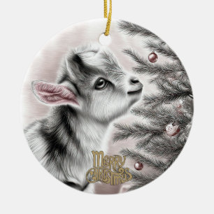 Décoration En Céramique Bébé Chèvre Noël 19 et VOTRE PHOTO