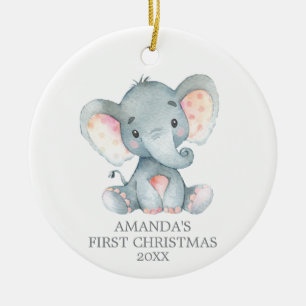 Décoration En Céramique Bébé Eléphant mignon Premier Noël gris