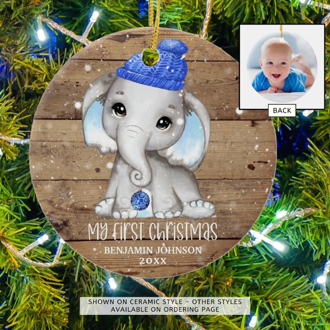 Décoration En Céramique Bébé Eléphant mignon PREMIER NOËL Rustique (Créateur téléchargé)