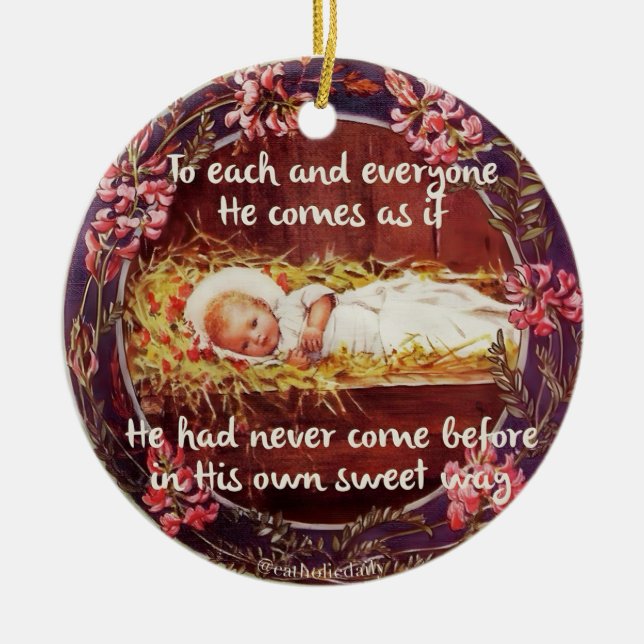 Décoration En Céramique Bébé Jésus Dans L'Ornement Rond Du Manger (Devant)