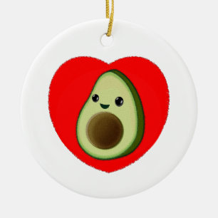 Décoration En Céramique Bébé mignon Dessin Avocado Dans Le Coeur Rouge