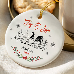 Décoration En Céramique Bébé mignon premier Noël noir blanc gnome arbres