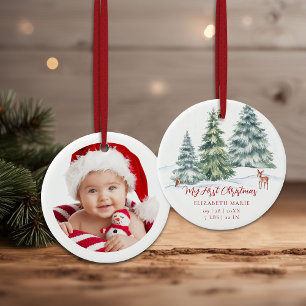 Décoration En Céramique Bébé Mon Premier Noël Cerf Chouette Photo en Bois 