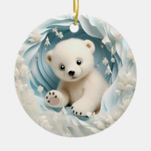 Décoration En Céramique Bébé Polar Ours Noël